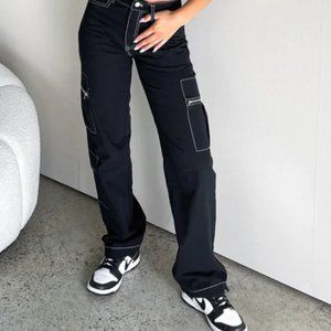 White Fox Is There Someone Else Cargo Pants - Black